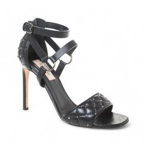 Valentino Garavani Rockstud Accent Leather Heels Black Womens Size US 6 EU 36